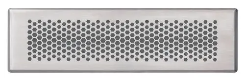 Rechteckige Abdeckblende aus Edelstahl mit hexagonalem Muster, geeignet für die Verwendung in industriellen Anwendungen, präsentiert von Vaillant.